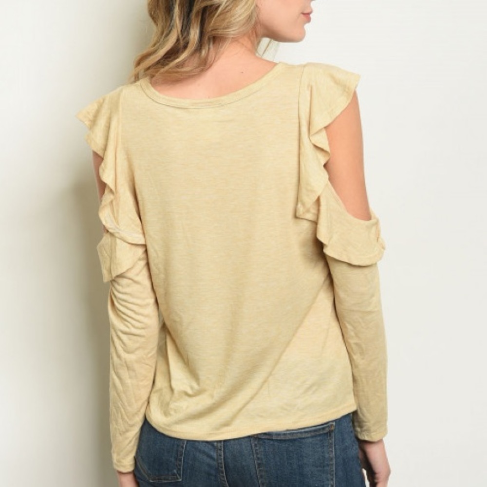💕 Tan Cold Shoulder Top - Picture 3 of 5